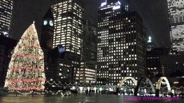 Toronto Canada City hall Christmas tree festive lights